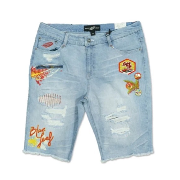 Blac Leaf Tropical Enjoy Life Jean Shorts - 38 - New! - Picture 2 of 5